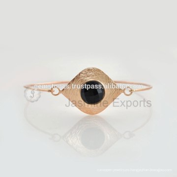 Vermeil bisel de ajuste de oro rosa pulseras plateadas, joyería de plata 925 fabricante